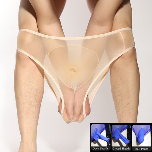 Men Silky Glossy Underwear Oily High Waist Bulge Pouch See through Panties AU - Picture 13 of 27
