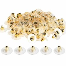 500 pieces Gold Bullet Earring Backs plastic back disk style Hypoallergenic
