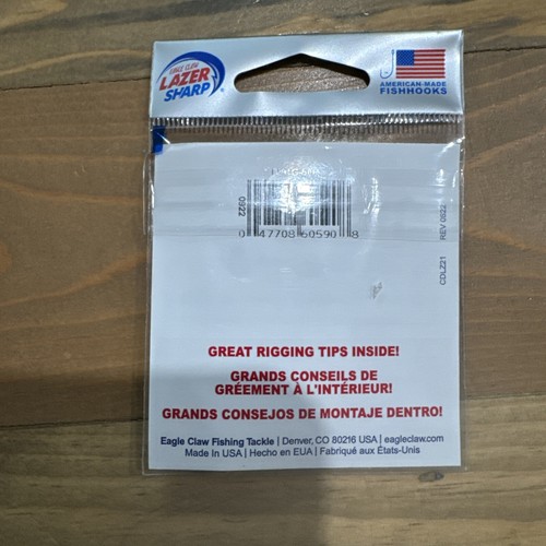 6 Eagle Claw Fishing Lazer Sharp Round Bend Worm Fish Hooks Size 5/0 L091G - Picture 2 of 2