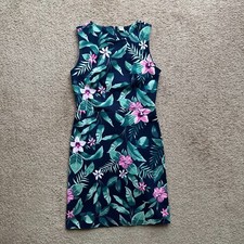 Old Navy Dress Womens Small Floral Back Zip Cotton Blend Sleeveless Midi