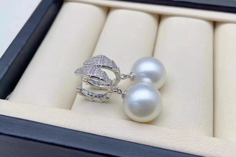 Preciosos Pendientes AAAAA Japón Akoya Redondos 10-11 mm Perla Blanca 925s Foto 4 de 4