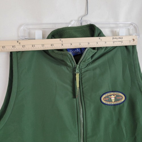 Disney Pooh Fleece Vest Bouncy Tigger Playful Friend Green Full Zip Y Large - Picture 4 of 7