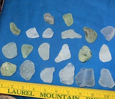 GENUINE BEACH BLUE GREEN SEA GLASS SURF TUMBLED, 20 PIECES OF LAKE ERIE BEAUTY