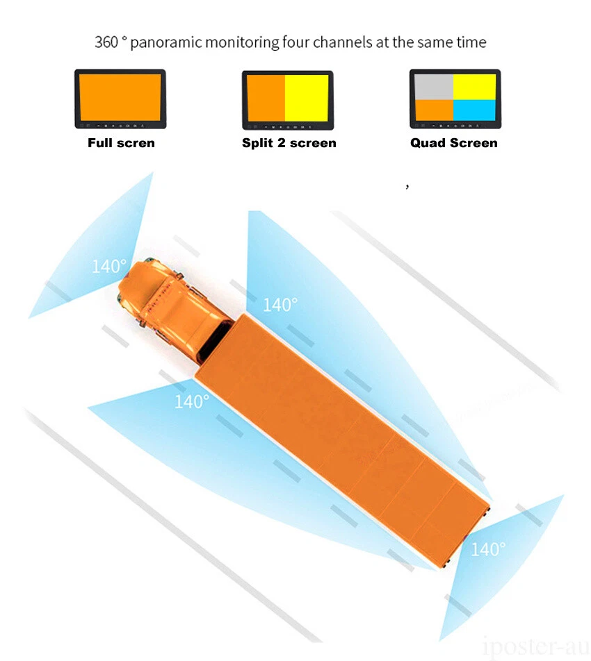 Digital Wireless 7" Monitor Splitscreen 4x Reversing Camera Kit DVR 12V 24V QUAD - Image 4 of 4