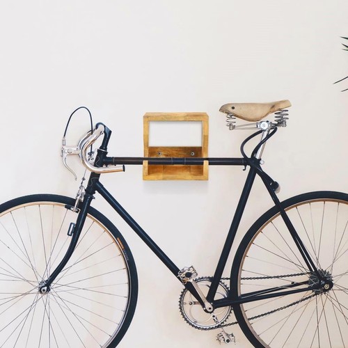 Solid Mango Wood Wall Mounted Bicycle Rack 35x25x25cm Bike Storage Solution - Picture 7 of 12