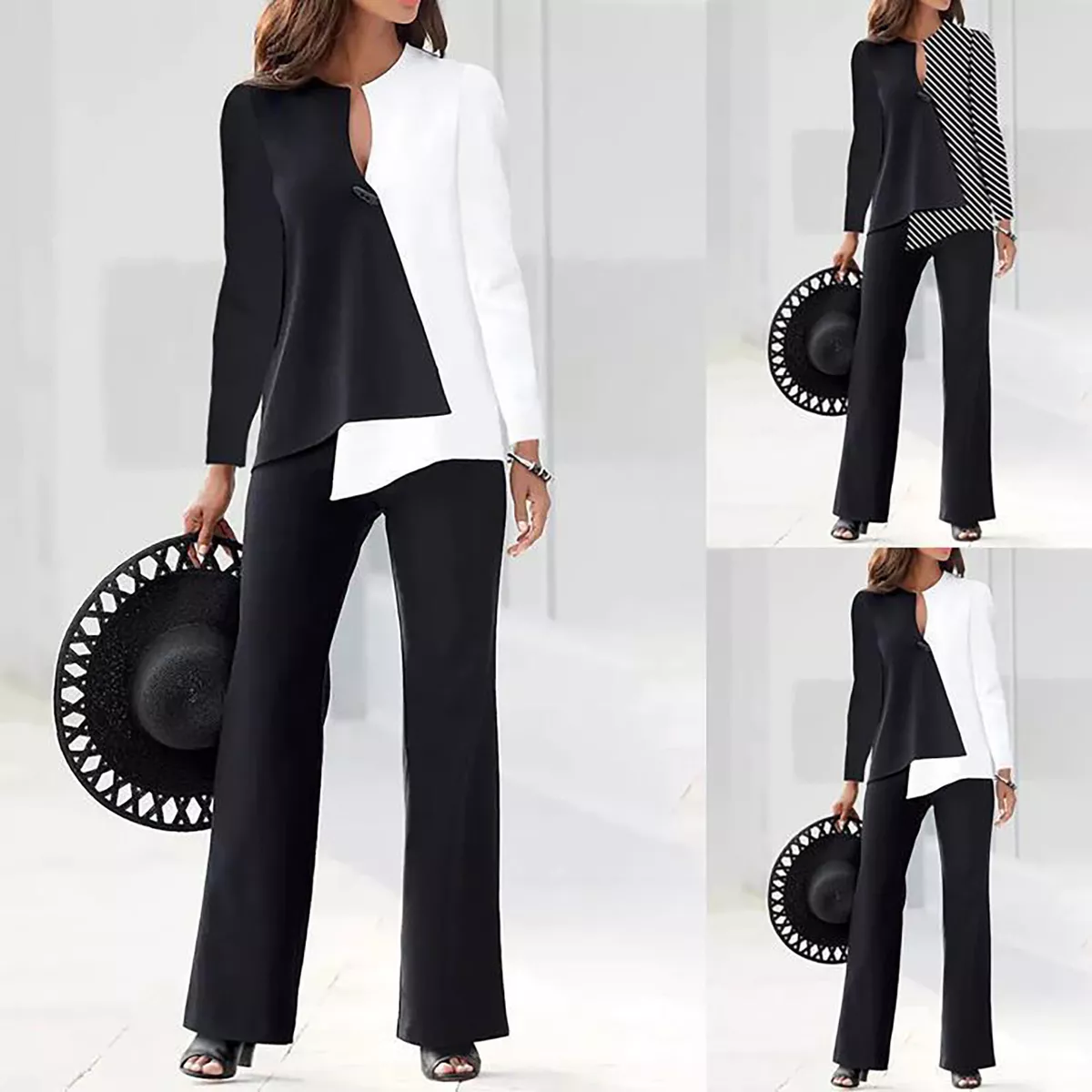 2 Piece Women Long Pant Suit Outfits Casual for Mother of The Bride Plus  Size