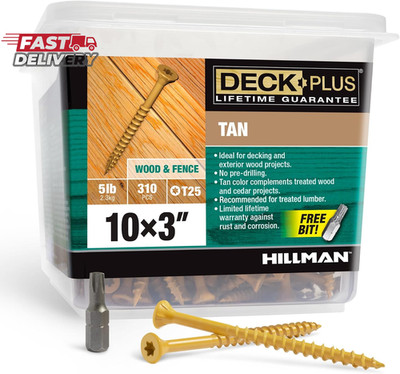 Deck plus 3 Inch Epoxy Coated Exterior Wood and Fence Screws #10 X 3 Torx/Star D