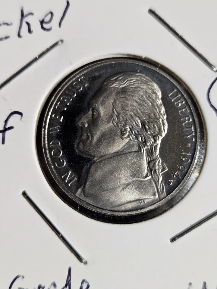 1994 S Jefferson Nickel Proof, UNC., High Grade, Came From Proof Sets (MS) #8 - Image 3 of 4