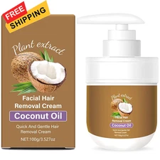 Facial Depilatory Cream, Coconut Hair Remover Cream for Upper Lip and Chin... 