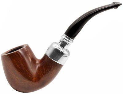 Peterson System Smooth Silver Spigot 9mm FILTER Large Bent Billard Pfeife (307-B)