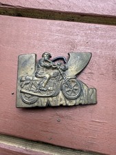 Vintage 80's Cut-Out Kawasaki Motorcycle Rider Baron Solid Brass Belt Buckle
