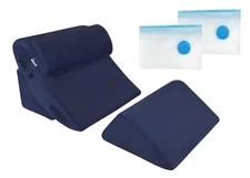 LUXE CASA 4 PCS ORTHOPEDIC BED WEDGE PILLOW SET TRIANGLE MEMORY FOAM - BLUE
