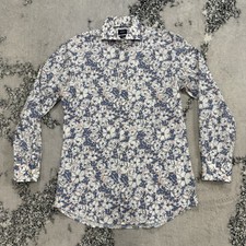 Joop Slim Fit Floral Dress Shirt Mens 39 Blue Pink Designer Button Up Luxury