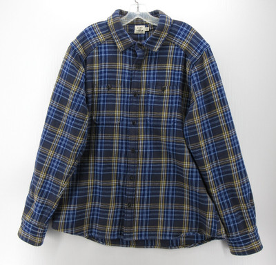 Flint And Tinder Shirt Men XXL Blue Flannel Plaid Button Up Heavyweight Heritage