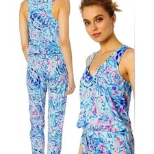 Lilly Pulitzer Breakwater Party Wave Paulina Jumpsuit Medium Sleeveless