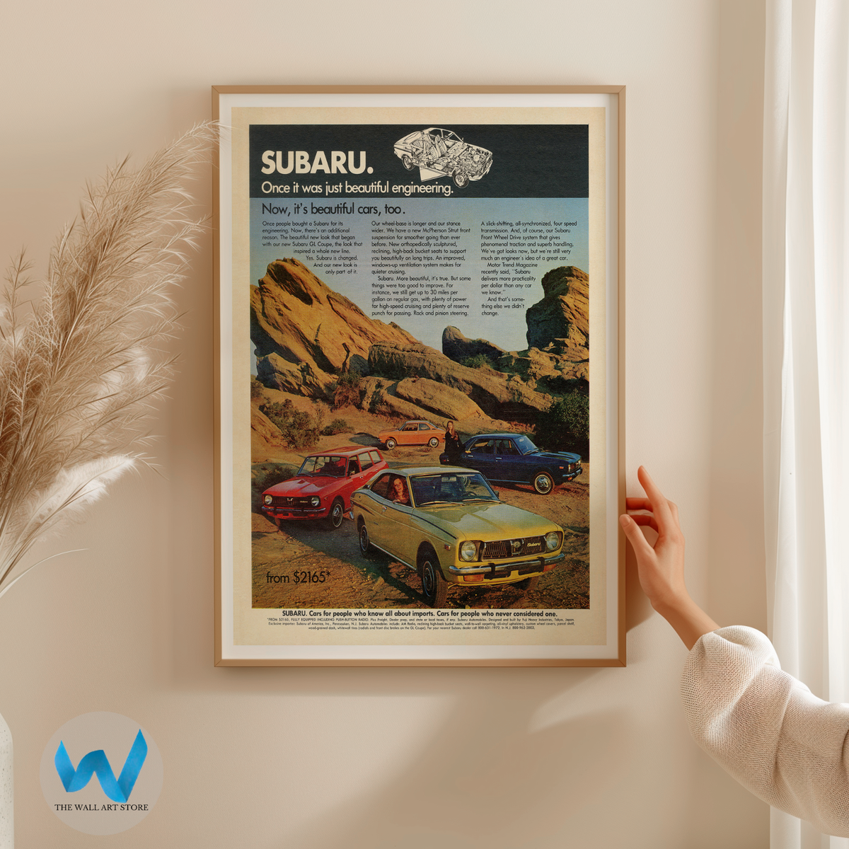 Vintage 1970s Subaru GL Coupe Ad Japanese Car Poster - 12X16/16X20