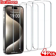 4 Pc Tempered Glass For iPhone 16 15 14 13 12 11 Pro Max Screen Protector