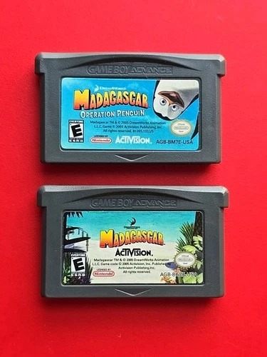 Game Boy Advance Madagascar & Operation Penguin GBA DreamWorks Lot 2 Games Works