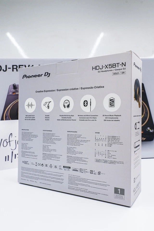 Pioneer DJ HDJ-X5BT-N (GOLD) – Over-Ear Bluetooth DJ Headphones – NEW OVERSTOCK - Image 4 of 4