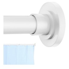 White Shower Curtain Rod 31 to 80 In 1 In Diameter Adjustable Spring Tension L9
