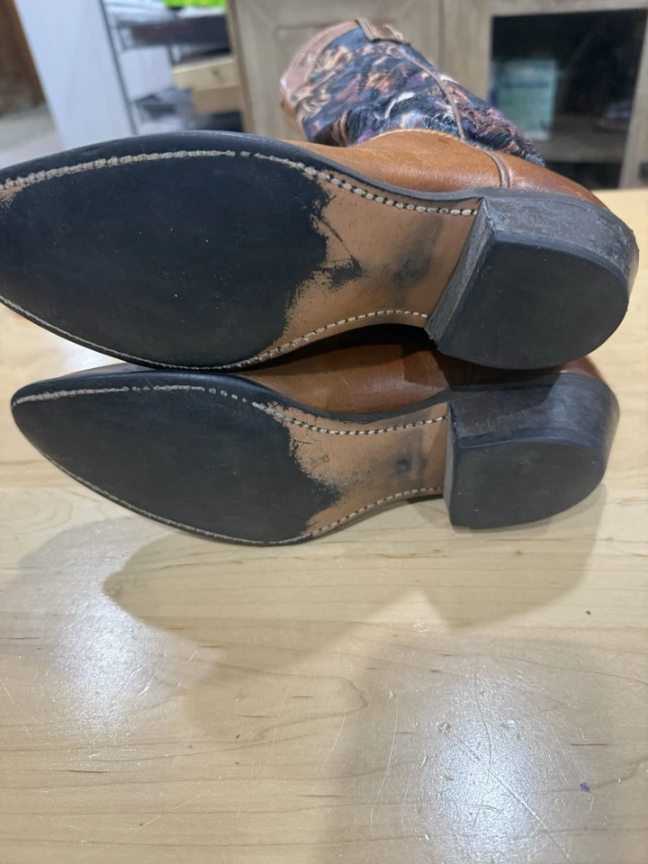 Capezio Cuero Estilo Occidental Bota Tapiz Superior Multicolor Texturizado 5.5 Foto 3 de 4