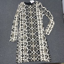 Karen Kane Geometric Print Long Sleeve Sheath Dress Made USA Medium