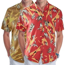 Mens Button Down Short Sleeve Shirt Hawaiian Shirt for Men Cruise Holiday Party