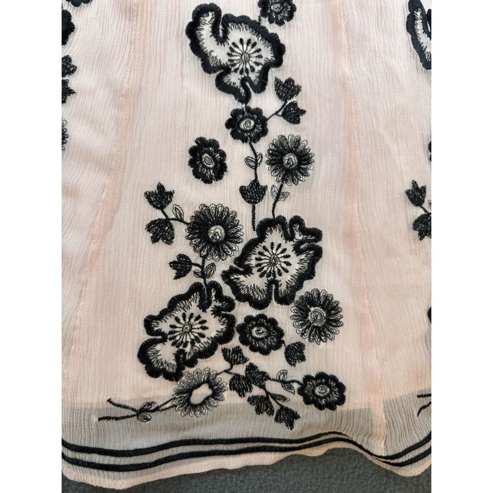 Falda MODA International Rosa Seda Gasa Forrada Floral Bordado Mujer 6 Foto 2 de 4