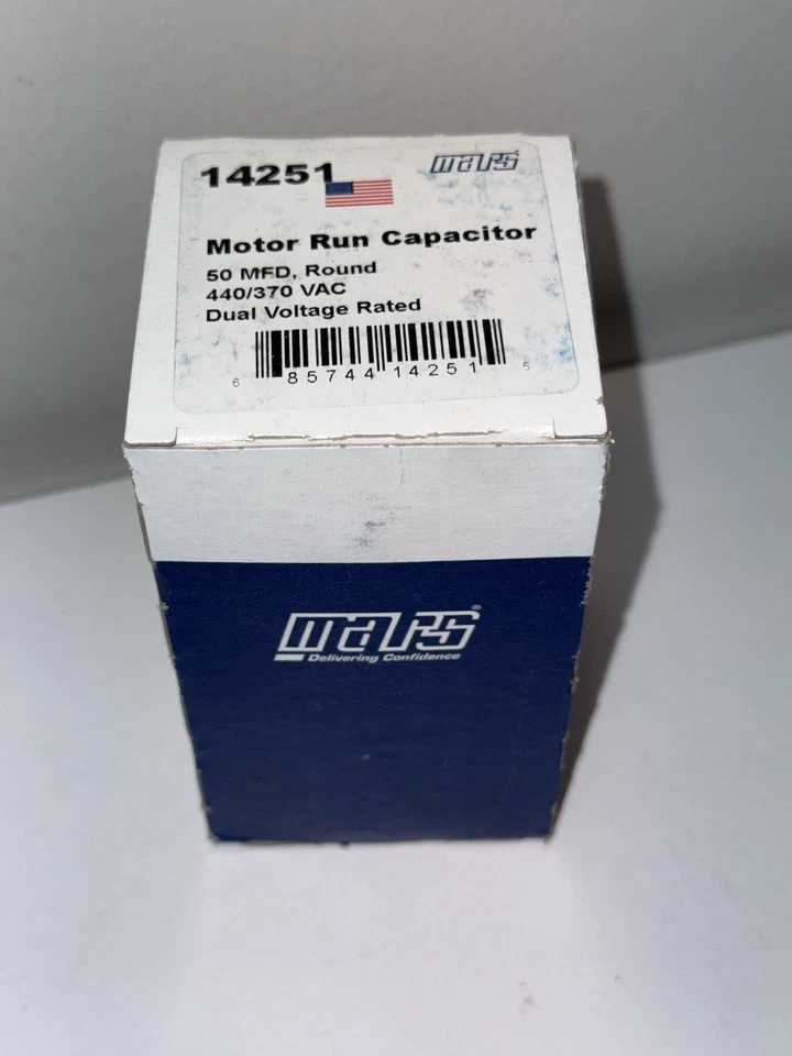 Condensador de funcionamiento del motor MARS redondo 50 MFD 440/370 VAC doble voltaje nominal 14251 Foto 2 de 2