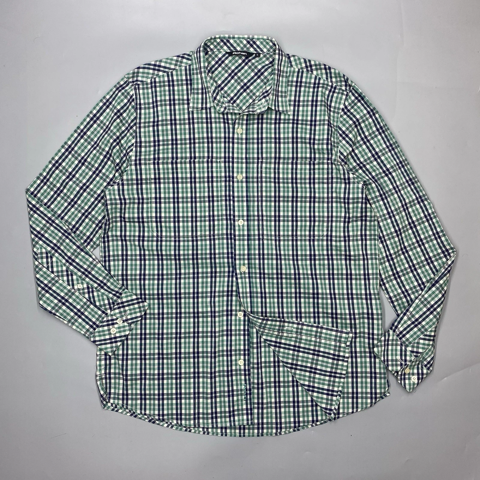 Rohan Shirt Mens Large Fenland UV Protection Plaid Hiking Walking Outdoor Travel