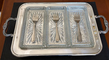 Sheffield Silver Plated Relish Tray with 3 Silver plated Forks and glass dishes.