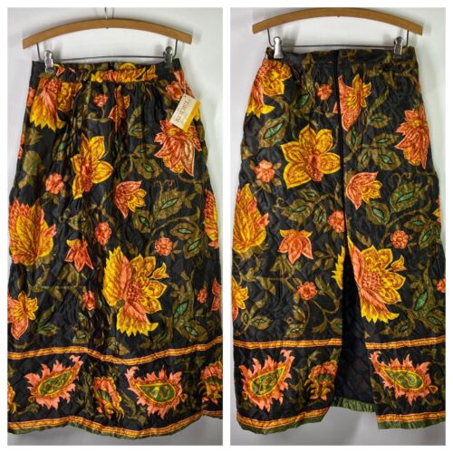 NEW Vintage 1970’s Bright Colorful KODEL Large Quilted Floral Maxi Skirt NOS
