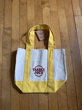 2023 Trader Joe's Mini Canvas Tote Bag Limited Edition Yellow BNWT SOLD OUT