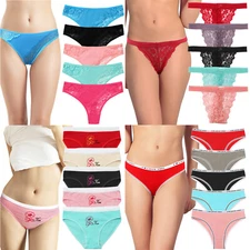 Falari Women Cotton Underwear Lace Thong Bikini Panties Breathable Comfort 5pack