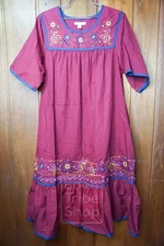 Go Softly Women's Purple Blue Short Sleeve Comfy Wear House Dress Size M