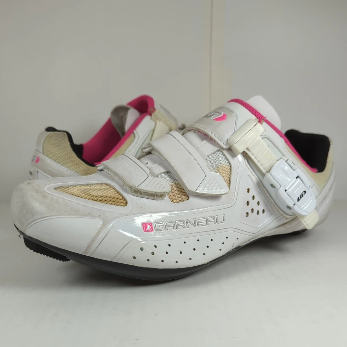 Louis Garneau Cristal Cycling Shoes Women’s Size US 10.5 White Pink Black  HRS-90