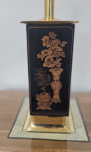 Vintage Black Lacquer and Gold Chinoiserie Table Lamp - Picture 3 of 6