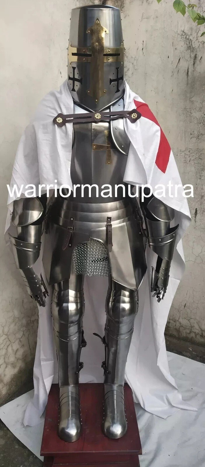 Medieval Templar Horn Knight Armor Full Body Crusader Combat Suit Wearable-image