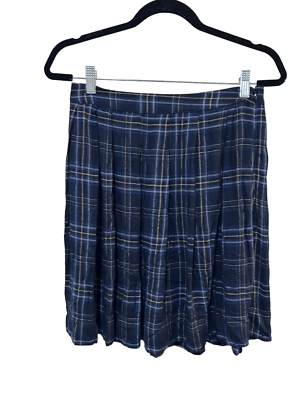 Velvet by Graham and Spencer Plaid Royal Blue Black Pleated Mini Skirt Size  Med