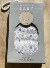 Bamboo Cotton Swaddle Blanket Elephant 45x45 Shower Gift NEW Unisex Newborn