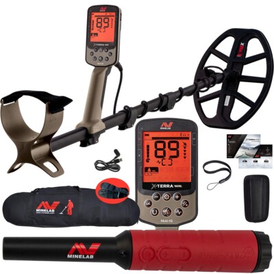 Minelab X-Terra Elite Multi-Frequency Metal Detector with Pro-Find 40, Carry Bag