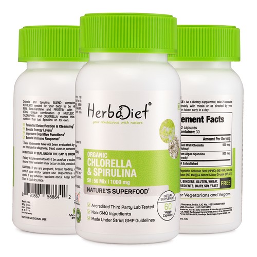 Blue Green Algae Complex Capsules DETOX DOUBLE Spirulina + Chlorella Superfood - Picture 4 of 4
