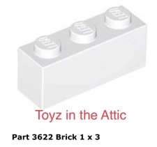 Lego 2x 3622 White Brick 1 x 3 10497