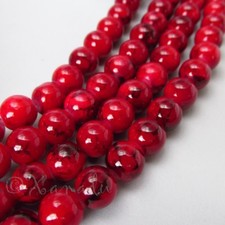 Red Black Speckle Wholesale 8mm Round Glass Beads G8240 - 50, 100 Or 200PCs