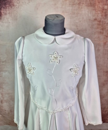 Weise Kommunionkleid langarm Gr. 146 Neu Luxus UVP 229€ elegant bestickt - Bild 9 von 17