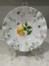 Set 4 LEMONS & BEE 8x2” Melamine Salad Bowls Shabby Chic Wavy Scalloped Floral