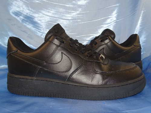 NIKE AIR FORCE 1'07 HIGH GLOSS SNEAKER ALL BLACK T 45 TRIPLE CHAUSSURES AF1 /D85