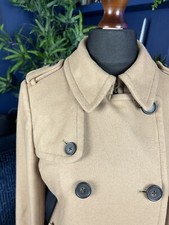 J.crew Pea Coat Womens Uk 10 Light Tan Wool Cashmere Double Breasted Long Length