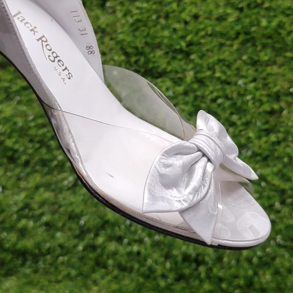 Vintage Jack Rogers USA Cinderella Pumps Peep Toe Size 9 AA - Need Heel Repair - Image 4 of 4