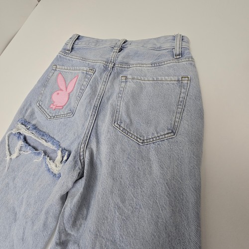 Playboy by PacSun 90s High Waist Boyfriend Jeans Sz 25 Light Wash w/ Bunny Patch - Picture 14 of 16